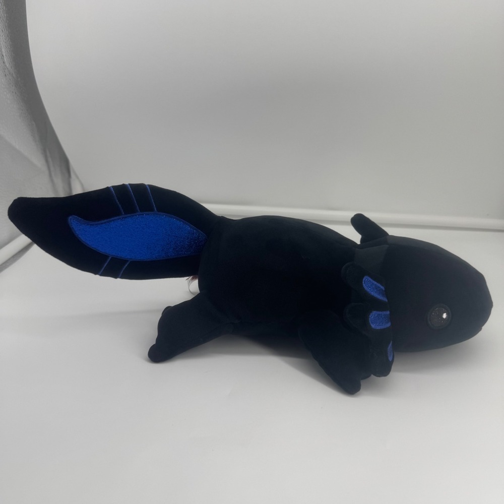 Fiesta Snugglies Black Axolotl Plush Blue Glitter Stuffed Animal A08166 10.5in